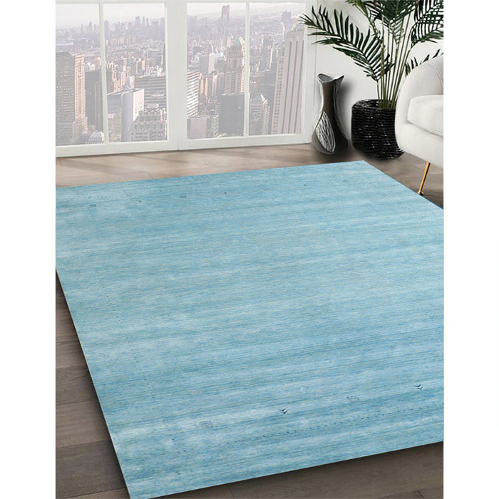 Machine Washable Contemporary Sky Blue Rug in a Family Room, wshcon2441