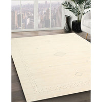 Contemporary Peach Beige Solid Rug, con2443