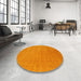 Round Machine Washable Contemporary Dark Orange Rug in a Office, wshcon2449