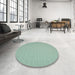 Round Contemporary Blue Green Modern Rug in a Office, con245