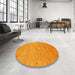 Round Machine Washable Contemporary Dark Orange Rug in a Office, wshcon2469