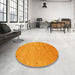 Round Contemporary Dark Orange Modern Rug in a Office, con2469