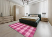 Contemporary Deep Pink Modern Rug in a Bedroom, con2472