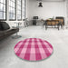 Round Contemporary Deep Pink Modern Rug in a Office, con2472