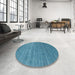 Round Contemporary Bright Navy Blue Modern Rug in a Office, con2473