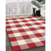 Contemporary Desert Sand Beige Checkered Rug, con2476