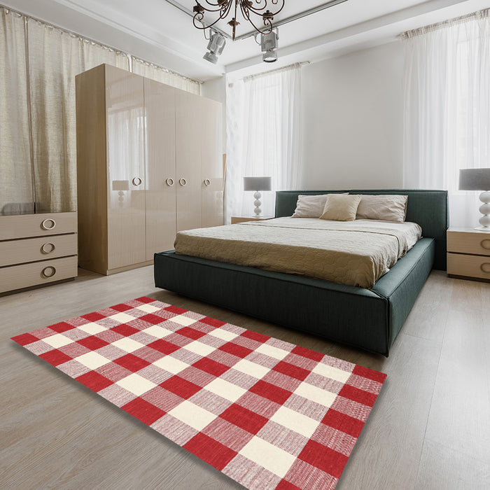 Machine Washable Contemporary Desert Sand Beige Rug in a Bedroom, wshcon2476