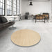 Round Machine Washable Contemporary Yellow Rug in a Office, wshcon2478