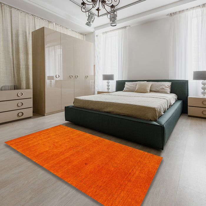 Machine Washable Contemporary Neon Red Rug in a Bedroom, wshcon2494