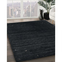 Contemporary Gunmetal Green Modern Rug, con2495