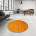 Round Machine Washable Contemporary Orange Red Rug in a Office, wshcon2501