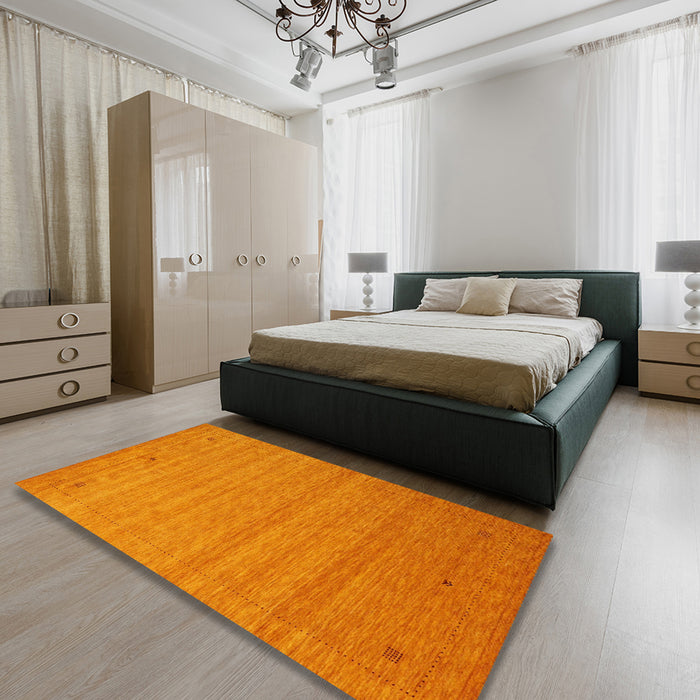 Machine Washable Contemporary Orange Red Rug in a Bedroom, wshcon2501
