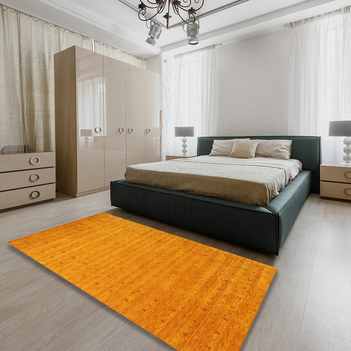 Machine Washable Contemporary Dark Orange Rug in a Bedroom, wshcon2503