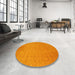 Round Contemporary Dark Orange Modern Rug in a Office, con2503