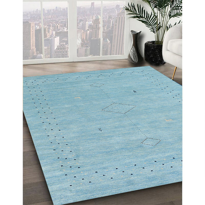Machine Washable Contemporary Sky Blue Rug in a Family Room, wshcon2504