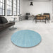 Round Contemporary Sky Blue Modern Rug in a Office, con2504