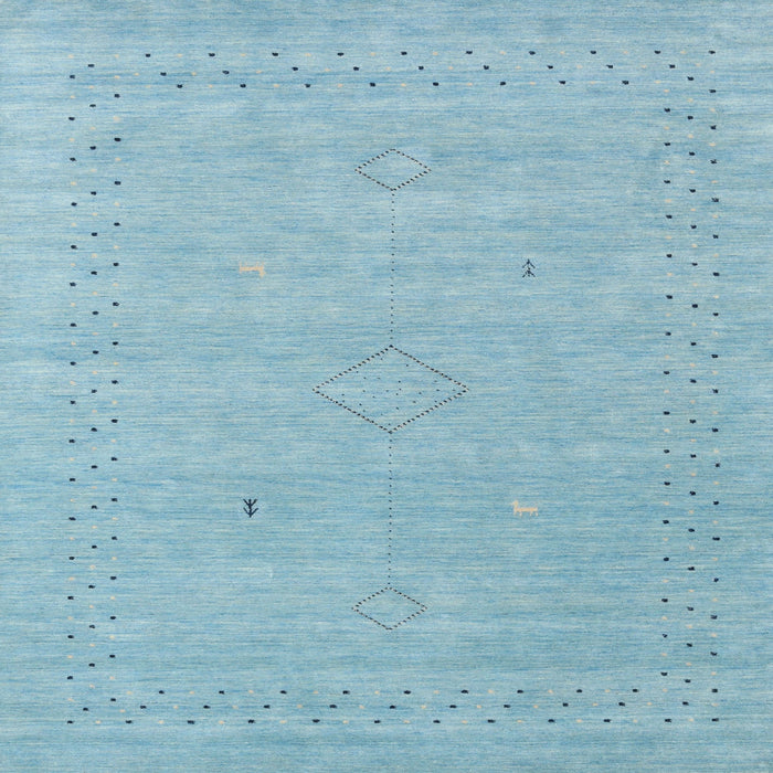 Sideview of Machine Washable Contemporary Sky Blue Rug, wshcon2504