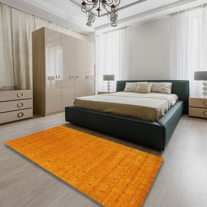 Machine Washable Contemporary Orange Red Rug in a Bedroom, wshcon2507