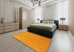 Machine Washable Contemporary Dark Orange Rug in a Bedroom, wshcon2513