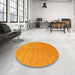 Round Contemporary Dark Orange Modern Rug in a Office, con2513