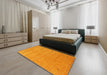 Contemporary Dark Orange Modern Rug in a Bedroom, con2513