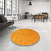 Round Machine Washable Contemporary Dark Orange Rug in a Office, wshcon2513