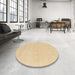 Round Machine Washable Contemporary Yellow Rug in a Office, wshcon2515