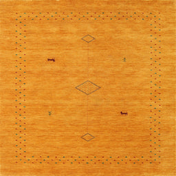 Square Contemporary Dark Orange Modern Rug, con2518