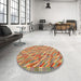 Round Machine Washable Contemporary Metallic Gold Rug in a Office, wshcon2531