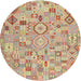 Square Machine Washable Contemporary Copper Red Pink Rug, wshcon2533