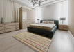 Machine Washable Contemporary DarkKhaki Green Rug in a Bedroom, wshcon2534