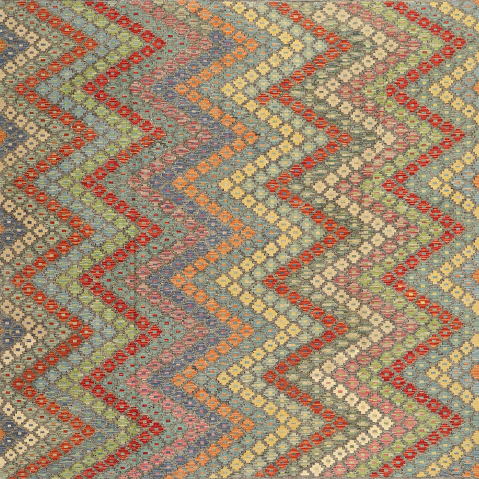 Square Contemporary Brownish Green Southwestern Rug, con2535