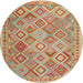 Square Machine Washable Contemporary Brown Green Rug, wshcon2537