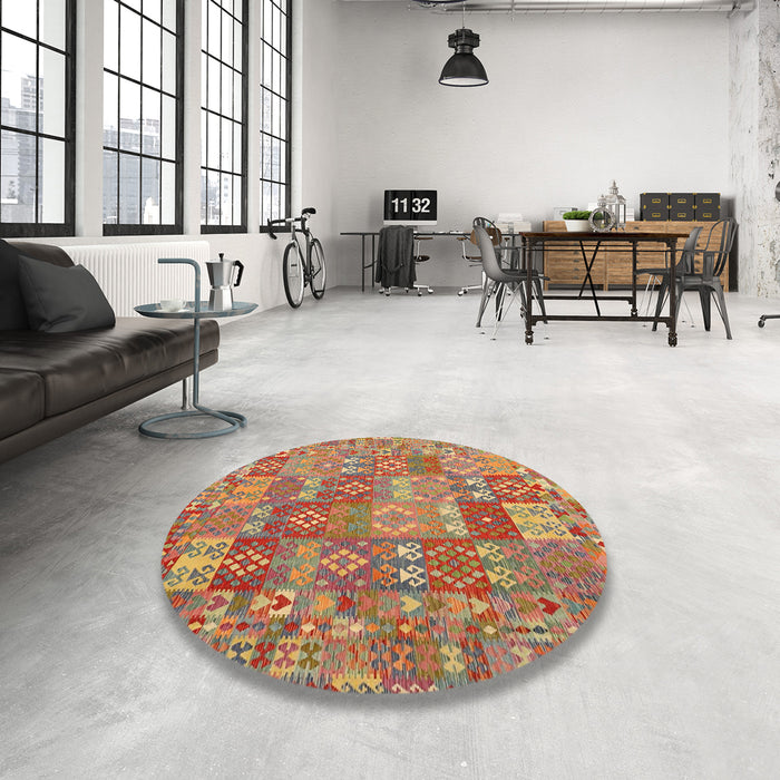 Round Machine Washable Contemporary Red Rug in a Office, wshcon2538