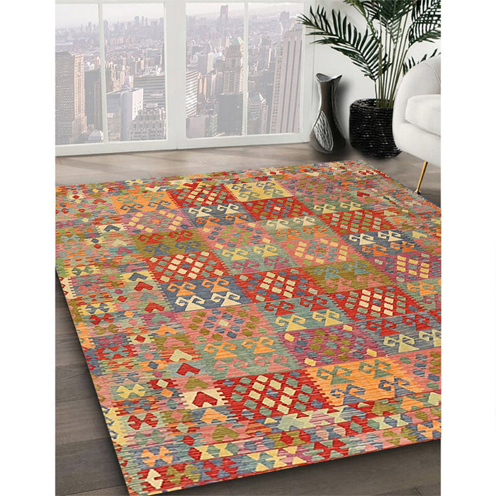 Machine Washable Contemporary Red Rug in a Family Room, wshcon2538