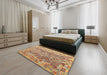Machine Washable Contemporary Brown Green Rug in a Bedroom, wshcon2539