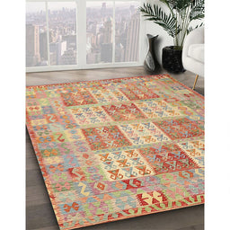Machine Washable Contemporary Orange Rug in a Family Room, wshcon2541