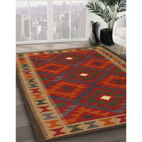 Contemporary Sienna Brown Oriental Rug, con2545