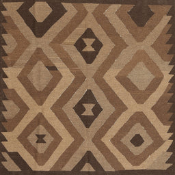 Square Contemporary Saddle Brown Southwestern Rug, con2548
