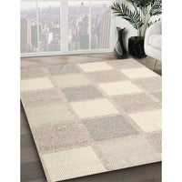 Contemporary Tan Brown Checkered Rug, con2549