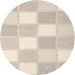 Sideview of Contemporary Tan Brown Checkered Rug, con2549