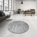 Round Machine Washable Contemporary Grey Gray Rug in a Office, wshcon2550