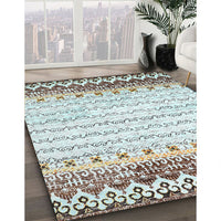 Contemporary Army Brown Modern Rug, con2551