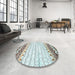 Round Machine Washable Contemporary Army Brown Rug in a Office, wshcon2551