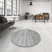 Round Machine Washable Contemporary Grey Gray Rug in a Office, wshcon2552