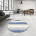 Round Contemporary Dark White Beige Modern Rug in a Office, con2555