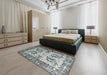 Contemporary Gray Modern Rug in a Bedroom, con2557