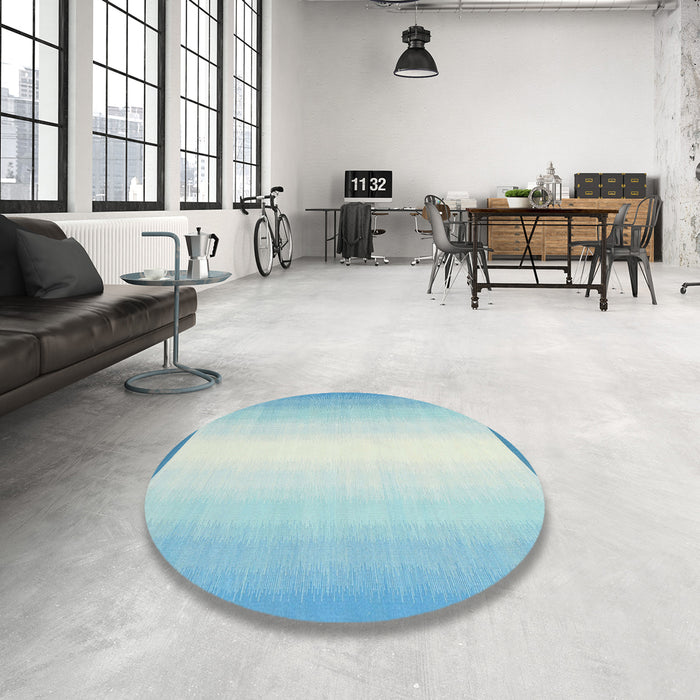Round Contemporary Mint Green Modern Rug in a Office, con2558