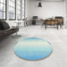 Round Contemporary Mint Green Modern Rug in a Office, con2558