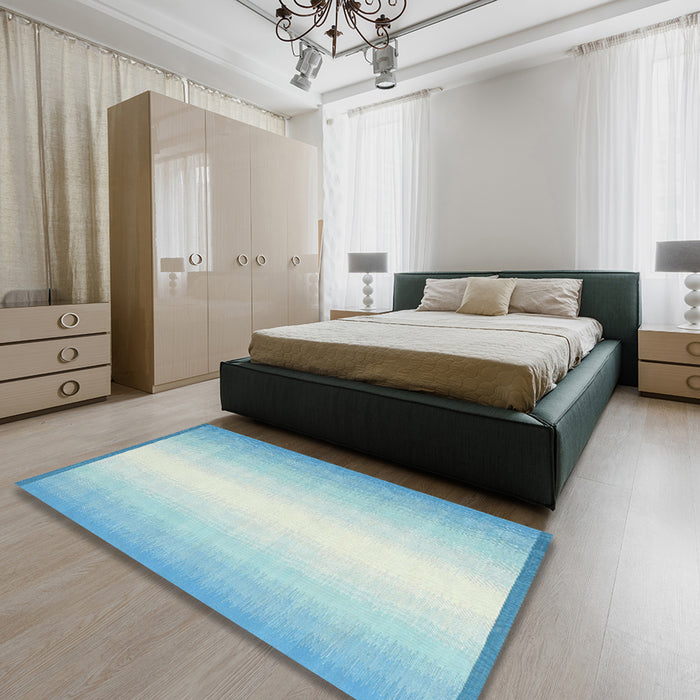 Contemporary Mint Green Modern Rug in a Bedroom, con2558